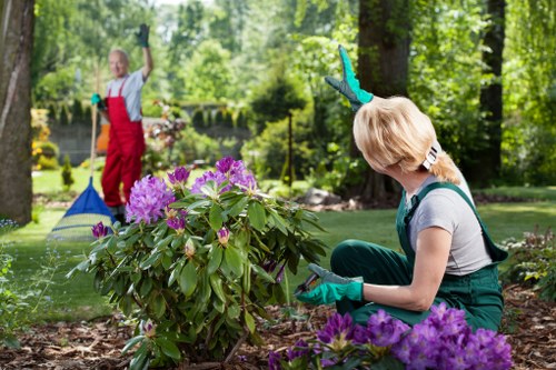 Gardener discussing a garden plan with a client